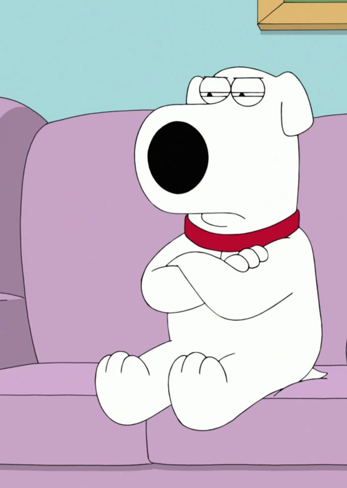 Brian Griffin sitting on a couch 