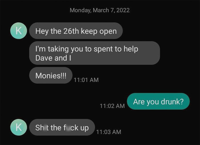 person is drunk texting a message 