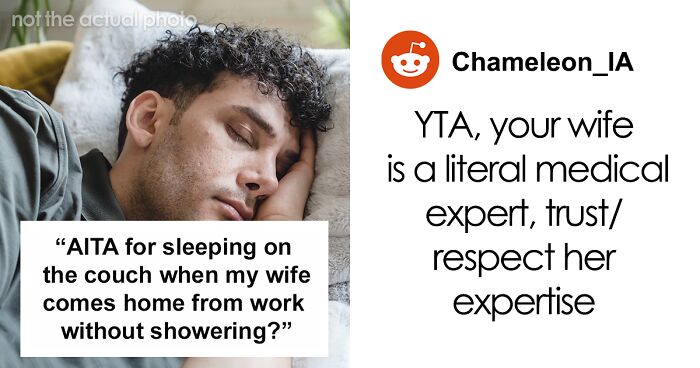 Man Sleeps On The Sofa Because His Gynecologist Wife Refuses To Shower After Work, People Online Have Split Opinions