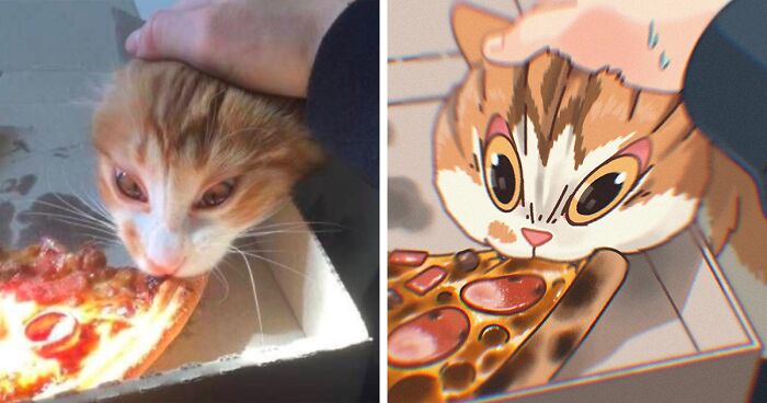 This Artist Gives Amusing Makeovers To Hilarious Cat Images Found On The Internet (31 Pics)