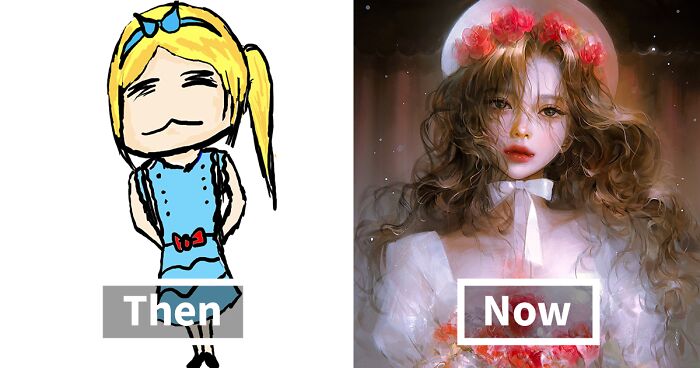 Due To A New Challenge, Artists On Twitter Are Showing Off Their First And Their Most Recent Artworks To Compare Their Improvement Over The Years (70 Pics)