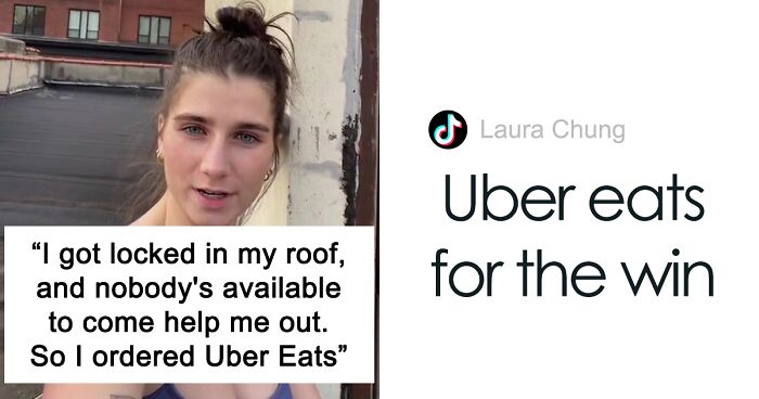 People Online Are Cracking Up After Woman Gets Stuck On The Roof, Decides To Order Uber Eats Instead Of Calling Emergency Services