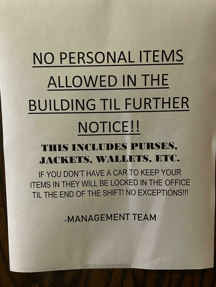 Is This Even Legal? Stopped At A Restaurant For Lunch And Saw This Sign In The Employee Area