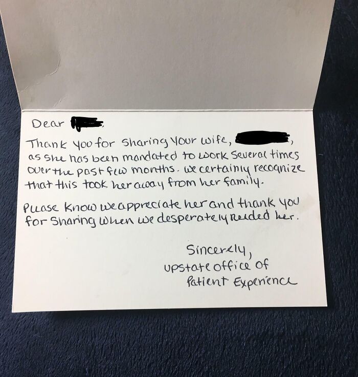 A Thank You Note From My Job To My Husband For My Mandatory Overtime
