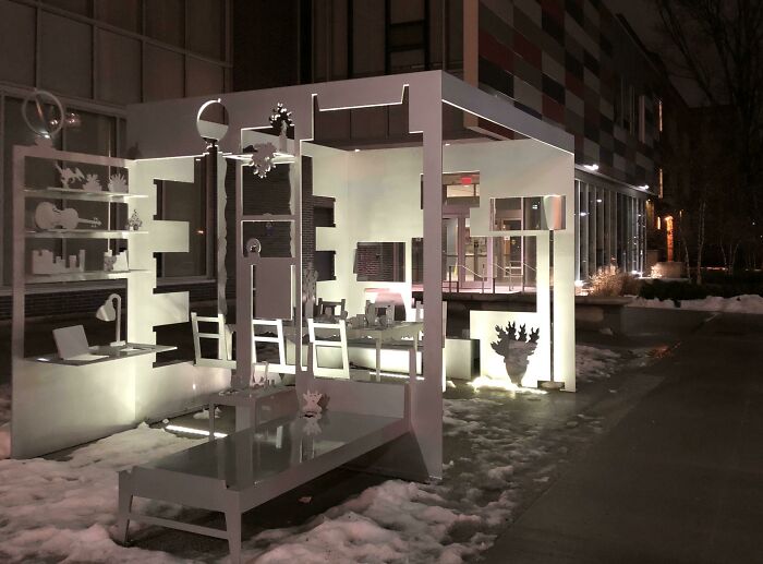 This Bench/House Is At A Bus Stop In Toronto