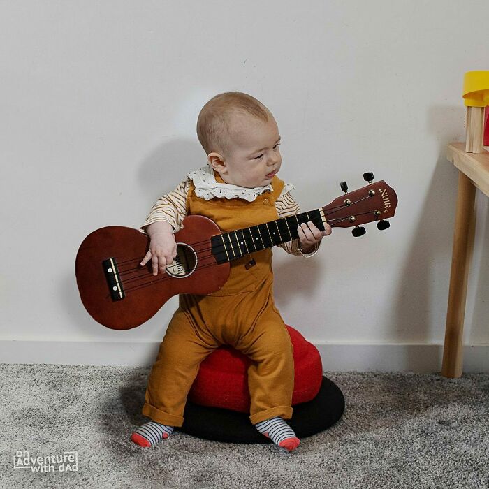 Dad Started To Give Aster Guitar Lessons. No Worries, There Are No Strings Attached