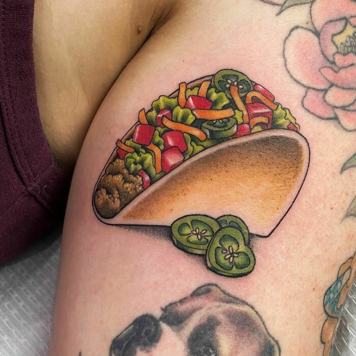 Count's Tattoo Company - How about this Super cute Taco by Eli.  #countstattoos #counts #lasvegas #lasvegastattooartist tattoos  #lasvegastattooers #lvt #fy #instagramtattoos #ink #lasvegastattooshop  #instatattoos #countskustoms #thingstodoinlasvegas ...