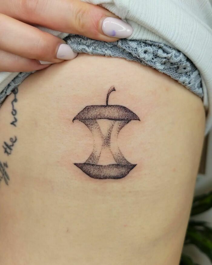 Geometric apple tattoo