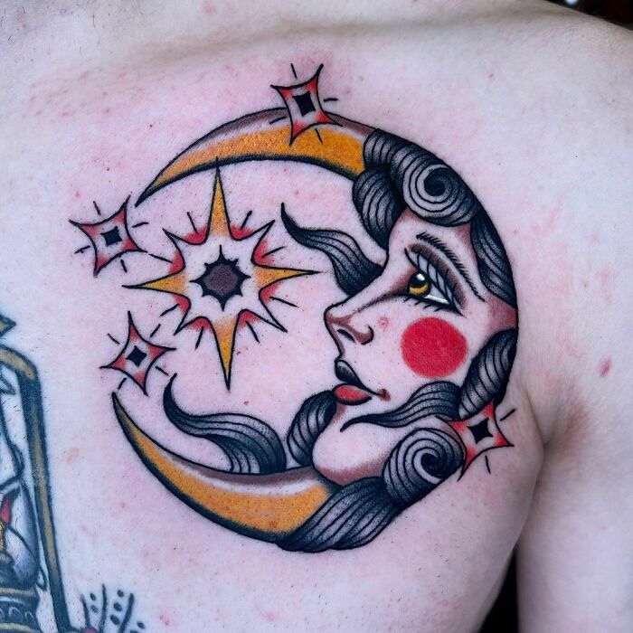 SkullMoon tattoo done by Travis Bedwell at Bubbas Family Tattoo Parlor  San Marcos TX  rtattoos