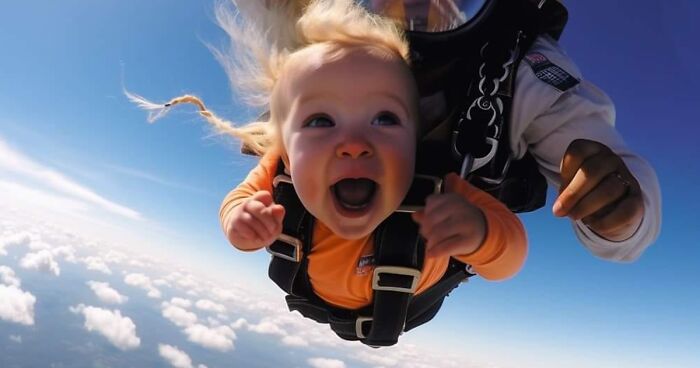 25 AI-Generated Images Of Babies Skydiving By Timothy J. Nemeth That Went Viral On Social Media