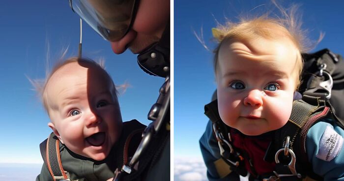 25 AI-Generated Images Of Babies Skydiving By Timothy J. Nemeth That Might Make You Chuckle