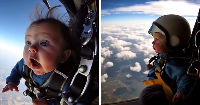 25 Images Of Babies Skydiving Created Using Artificial Intelligence, By Timothy J. Nemeth