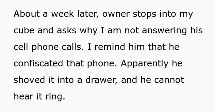 Boss Confiscates Employee’s Company Cell Phone Because He Doesn’t ‘Deserve’ It, Gets Angry When His Employee Ignores His Calls