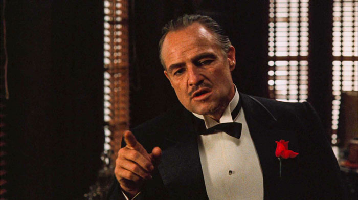 Don Vito Corleone talking and pointing from The Godfather