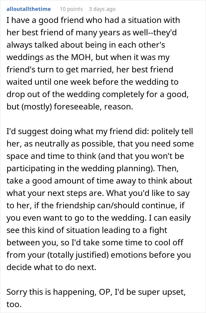 Bride Doesn't Want Her Maid Of Honor To Be Pregnant, Asks Her Best Friend Of 20 Years To Step Down, Even Though She's Not Pregnant Yet