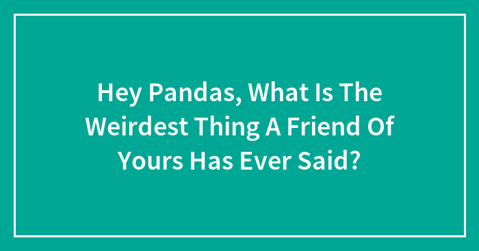 Hey Pandas, What Is The Weirdest Thing A Friend Of Yours Has Ever Said? (Closed)