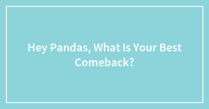 Hey Pandas, What Is Your Best Comeback? (Closed)