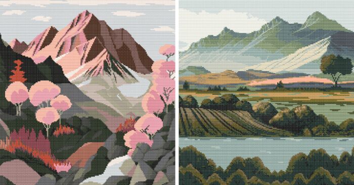 Abstract Mountain Cross Stitch Pattern