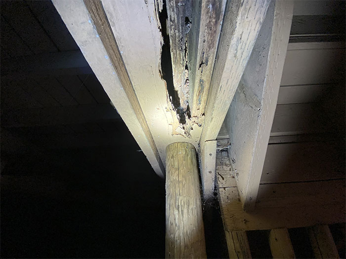 A Support Beam Is Meant To Transfer The Load Of The Building To The Other Supporting Structures Of The Home. This Beam Here, Though, Has A Gaping Hole In It. A Compromised Load-Bearing Beam Can Lead To Serious Structural Issues And Potential Collapse