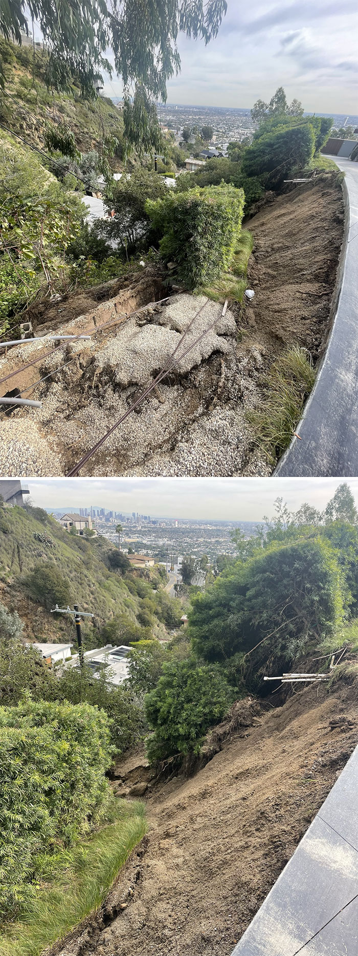 You Can See Here How Much Damage The Rain Caused On This Hillside Alone. The Front Portion Of The Grassy Area Parallel To The Concrete Driveway Was Completely Pulled Away. It Slid Right Down The Hillside