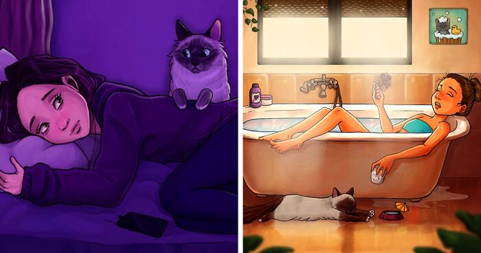 “What It’s Like To Have A Cat”: 31 Wholesome Illustrations By Rita Vigovszky (New Pics)