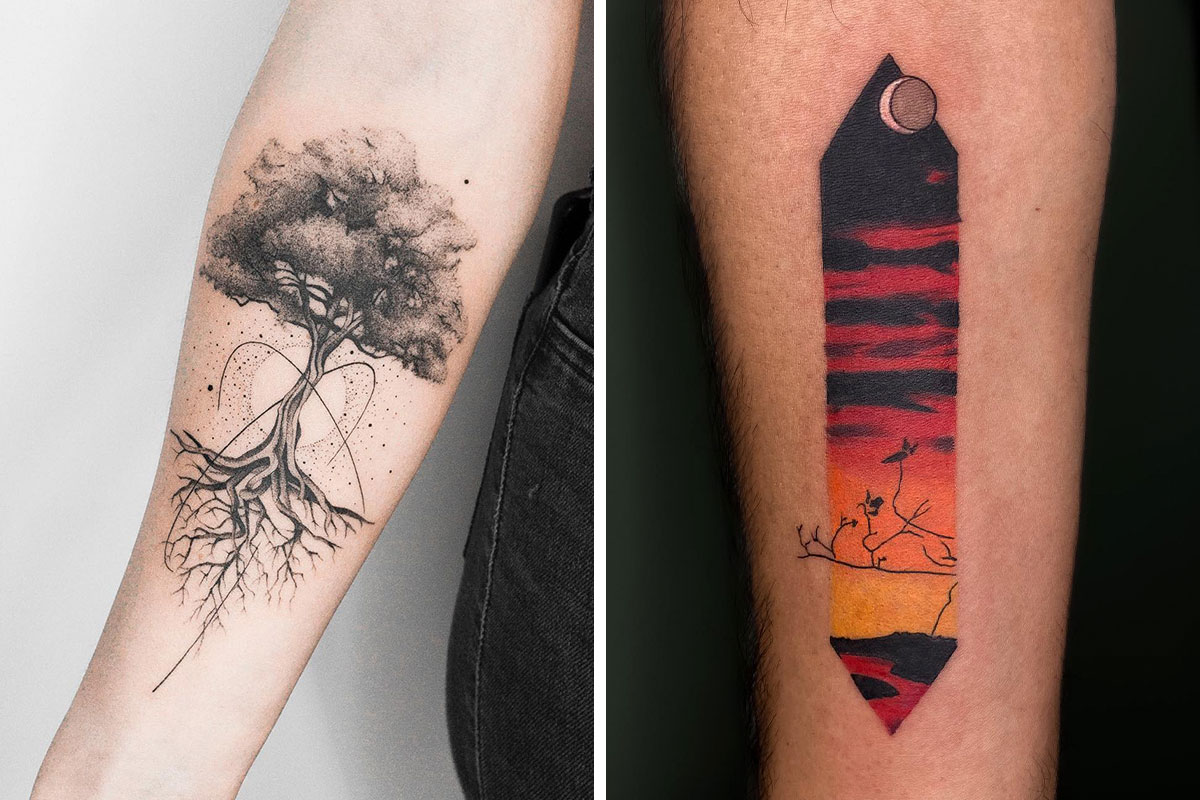 Nature inspired black and gray half sleeve by Laura Jade: TattooNOW