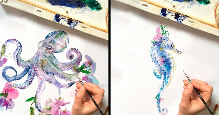 I Create Fantastic Floral Animal Watercolor Paintings, And Here Are 50 Of Them