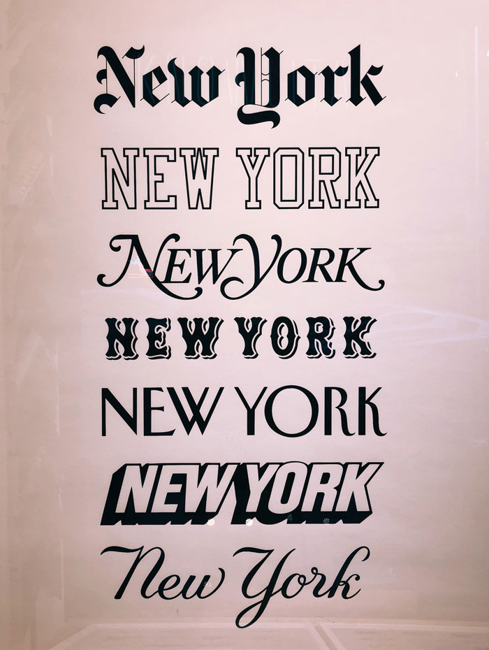 the words new york are written in different fonts