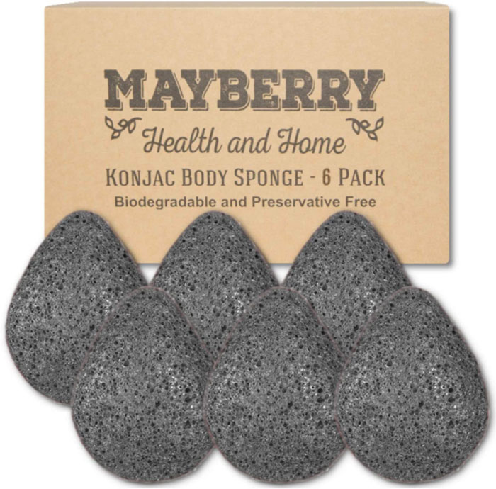 six konjac facial sponges near the box