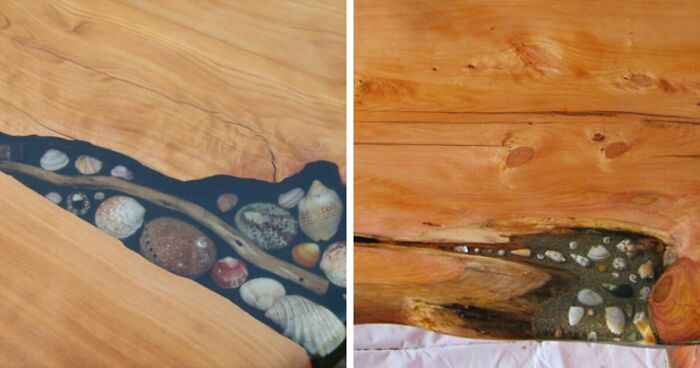 14 Table Restorations With Seashells, Stones, And Starfish By Woodcraft By Design