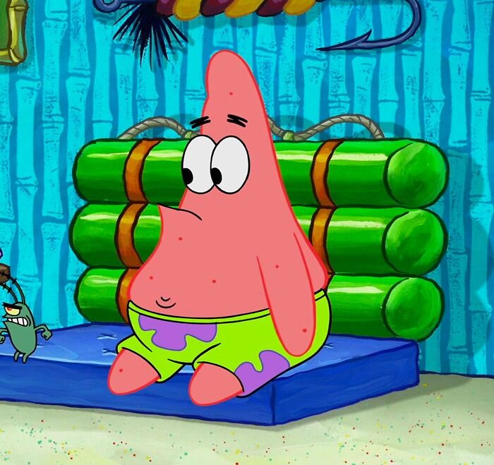 Patrick Star sitting on a couch 