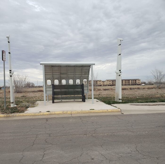 Bus Stop That's Made Out Of Airplane Parts That I Pass By On My Way To Work