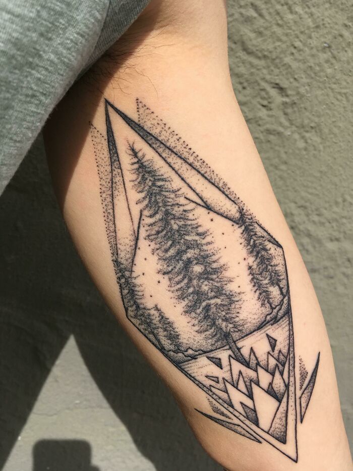 Forest Surface Fire Tree Tattoo