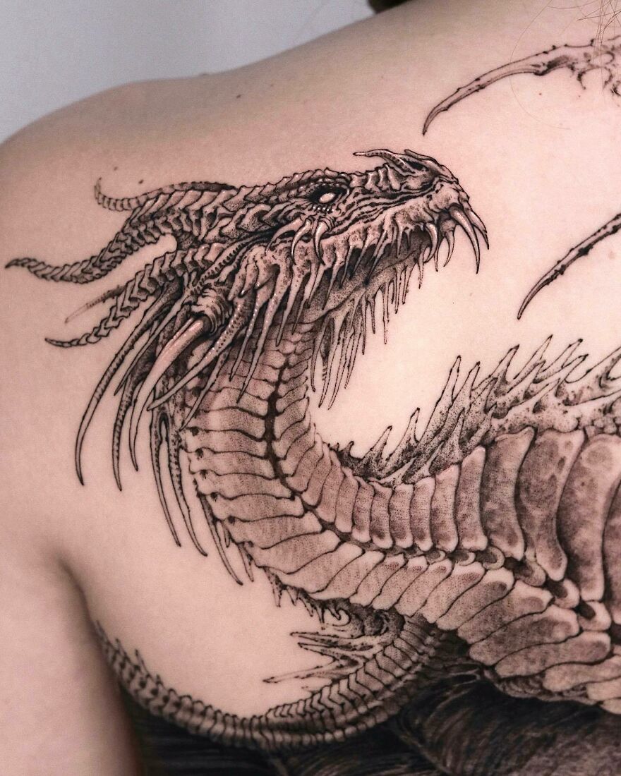 Machine Embroidery Design Fire Dragon Tattoo Tribal Dragon 3 - Etsy