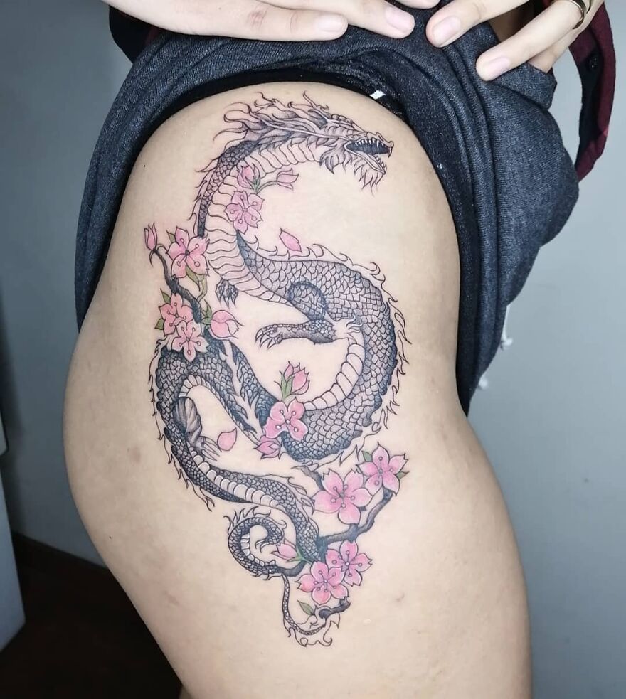 Download Popular Dragon Tattoo Design on Clouds PNG Online - Creative  Fabrica