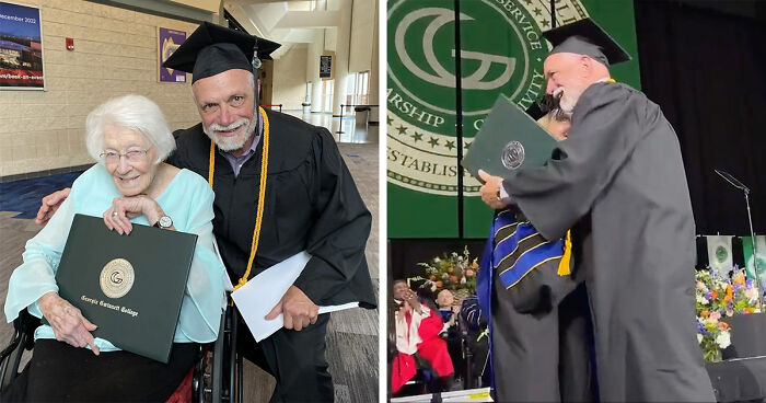 Proud Moment For 99 Y.O. Mum As She Watches Her 72 Y.O. Son Receive College Diploma