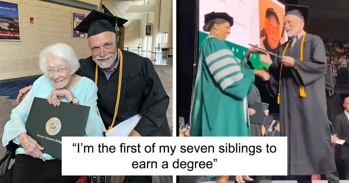 99-Year-Old Mum Cheers On Her 72-Year-Old Son As He Graduates College