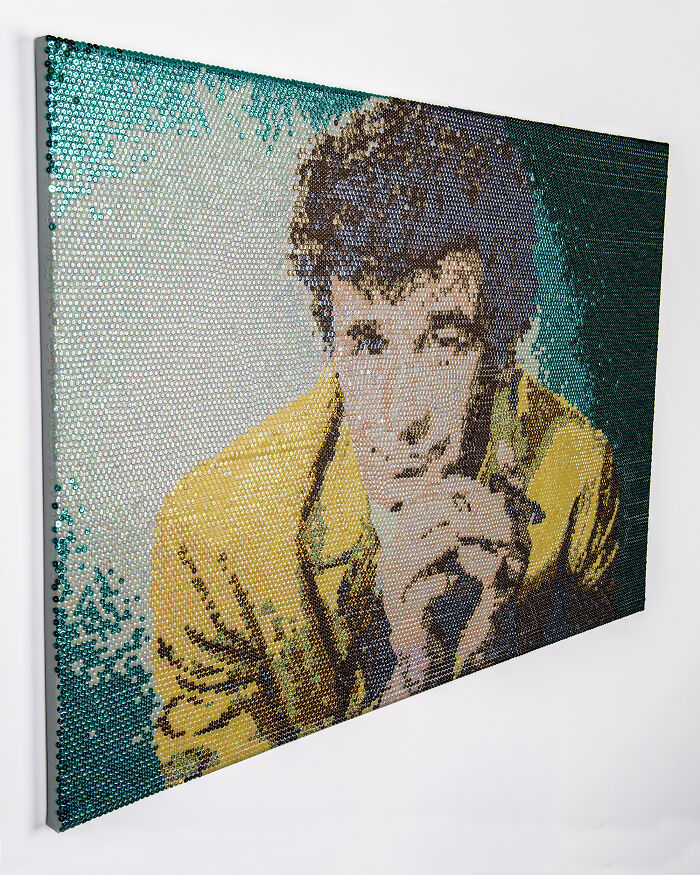 "Just One More Thing": Columbo Portrait Using 23,000 Sequins (9 Pics)