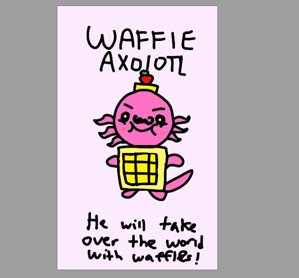 Meet Waffle Axolotl, An Enemy Of Pancake Panda. Don't Let Waffle Axolotl's Mustache And Cuteness Fool You