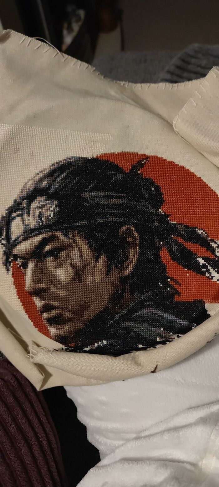 My Cross Stitch Process Of Jin Sakai Took Me 8 Months To Finish