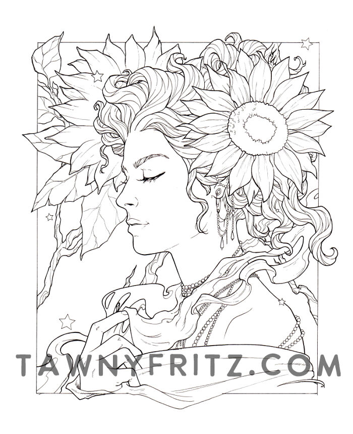 I Drew The Personification Of Magical Flowers And Put Them All In A Coloring Book