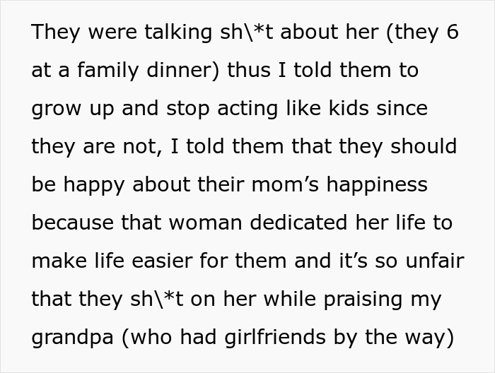 Guy Tells His Entire Family To "Grow Up" After They Got Mad At His 65 Y.O. Grandma For Having A Boyfriend And "Cheating" On Their Dad