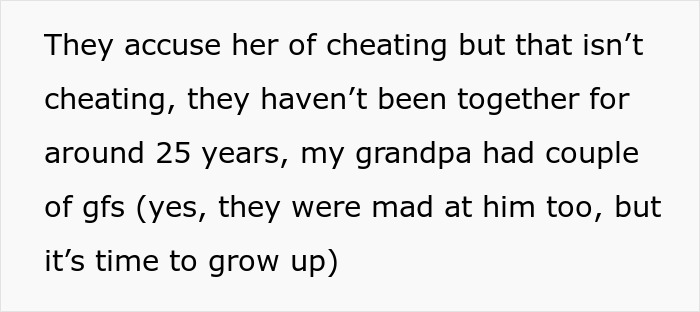 Guy Tells His Entire Family To "Grow Up" After They Got Mad At His 65 Y.O. Grandma For Having A Boyfriend And "Cheating" On Their Dad