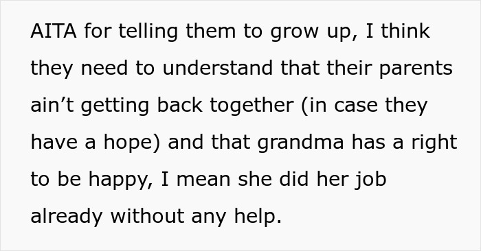 Guy Tells His Entire Family To "Grow Up" After They Got Mad At His 65 Y.O. Grandma For Having A Boyfriend And "Cheating" On Their Dad