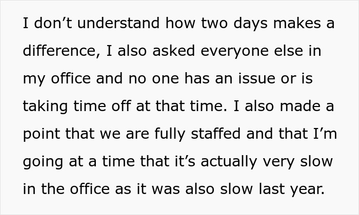 Boss Turns Down This Employee’s Vacation To Europe Because They Feel That Taking 7-9 Days Off Is ‘Unfair’ To Others