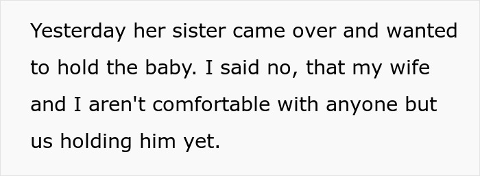 "Her Sister Was Offended And Left": Wife Doesn't Let 14 Y.O. Stepson Hold Her Newborn, Husband Does The Same With Wife's Sister