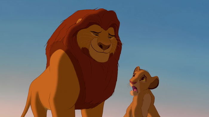 Mufasa talking with simba from The Lion King