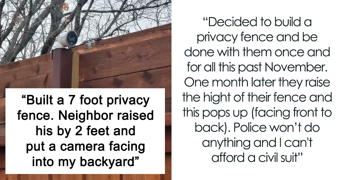 Neighbor Builds A Fence And Puts Up A Camera Facing This Guy S Yard