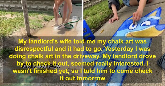 Landlord's Wife Enraged By Tenant's Chalk Artistry Asks Her To Wash It Off, Tenant Stands Her Ground