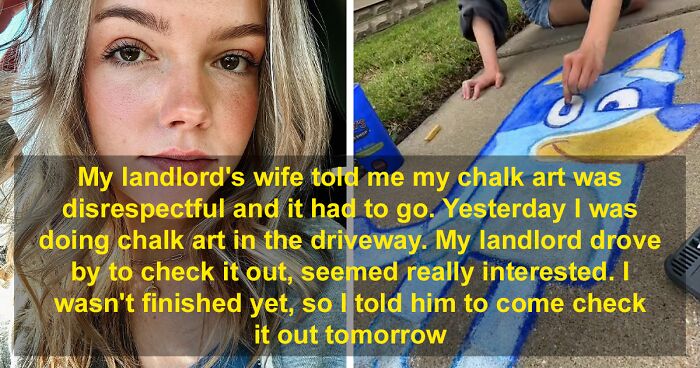 Woman Gets Permission From The City To Draw Chalk Drawings On The Sidewalk After Landlord’s Wife Forbade Her From Doing It On The Driveway, Still Irritating Her